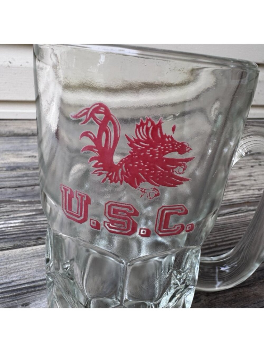 Vintage 80s 90s University Of South Carolina Glass Beer Mug USC Gamecocks - Picture 2 of 6